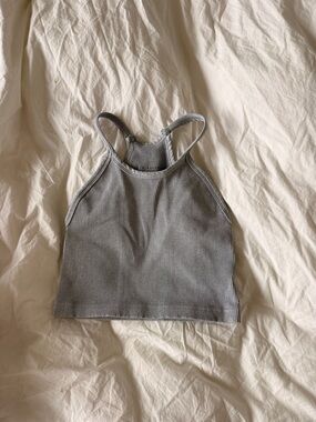 Free People Ribbed Happiness Runs Sports Bra in Light Gray